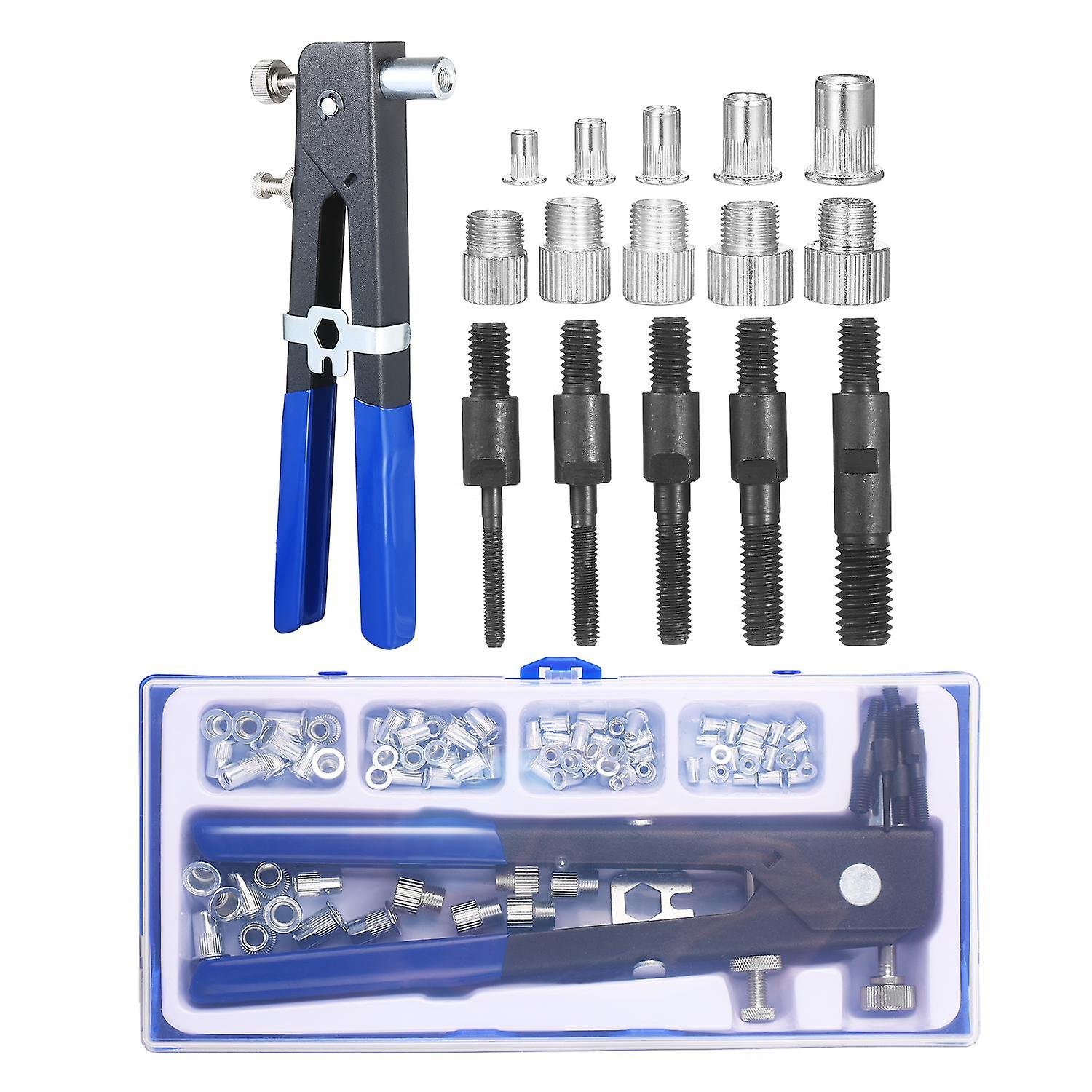 86PCS Nietmutter Werkzeugsatz Set Blindnietmutter Handnietschlüssel Schraubenschlüssel Gewindeeinsatz Werkzeug Nietmutter Pistole