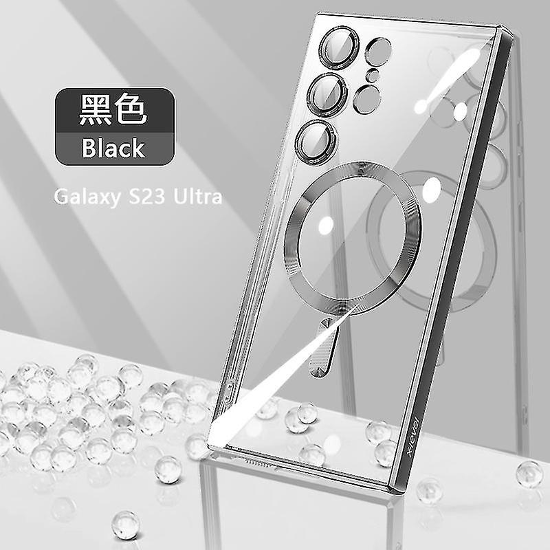 غطاء مغناطيسي شفاف متوافق مع سامسونج جالاكسي S23 Ultra / S23 + / S23 مع واقي كاميرا العدسة