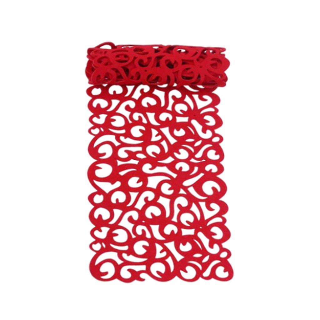 Hollow Placemats Rectangle Felt Decorations for Home Desk Red