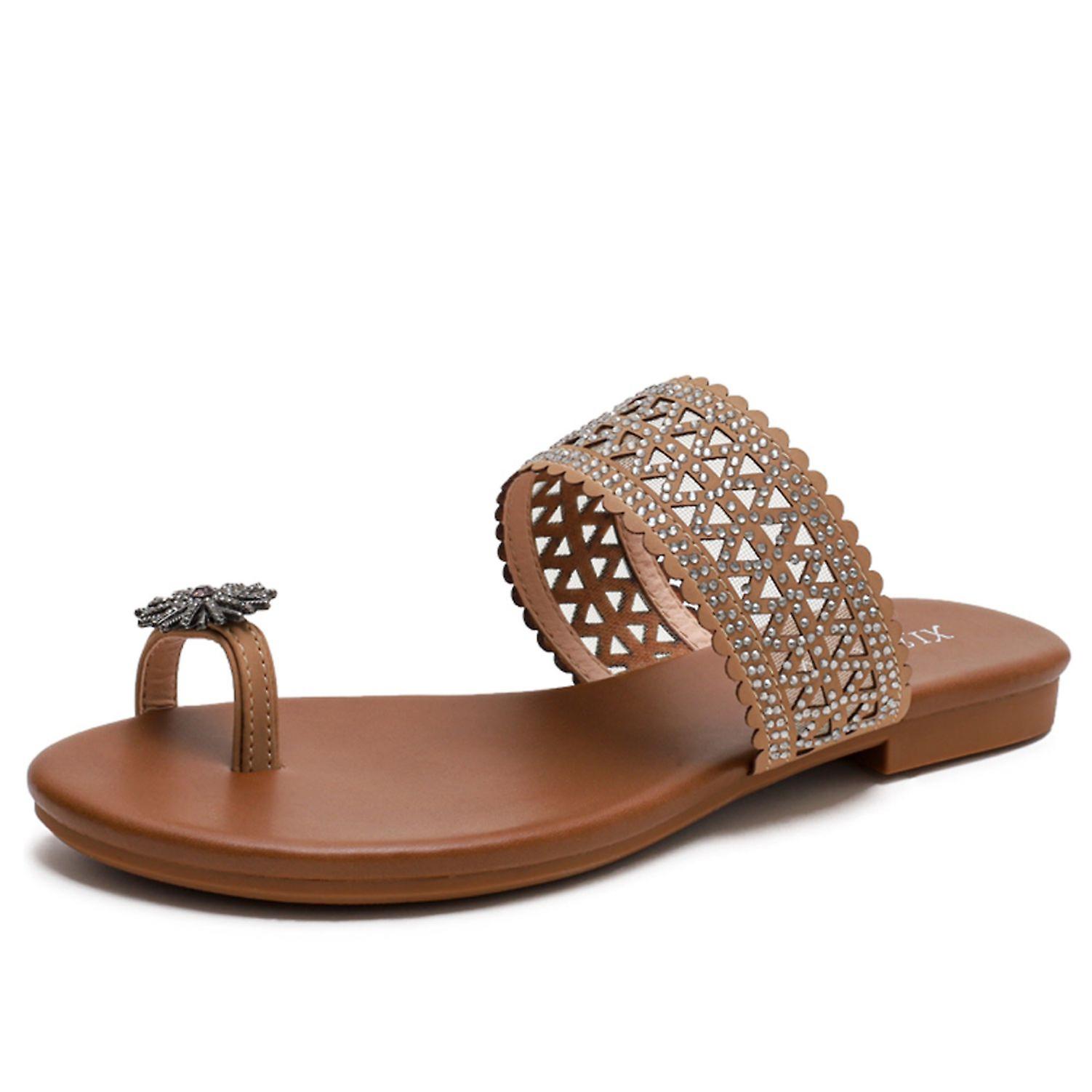 Bohemian Roman Beach Sandals, All Paired With Flat Shoes With A Word Buckle
