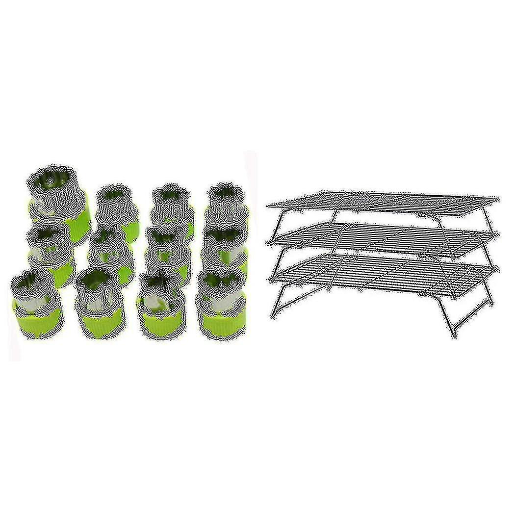 12 Stück Mini Cookie Cutter Kuchenkruste Gemüse Obstschneider & 3 Stück Kuchen Kekse Kekse Brot Cool