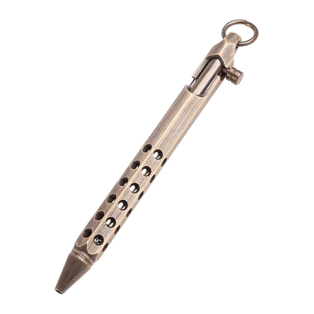 Hexagonal Bolt Type Action Gel Pen School Stationery Handmade Solid Brass Pen