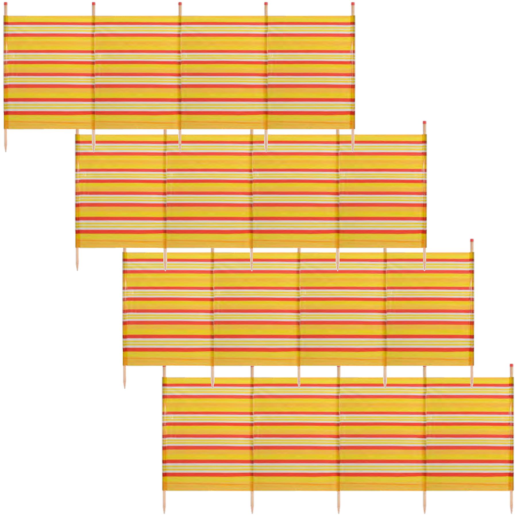 4 PACK 5 Pole Windbreak Beach Shelter 1.2m by 2.8m Screen Privacy Stripe