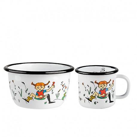 Set enamel mug and bowl Pippi and Mr. Nilsson