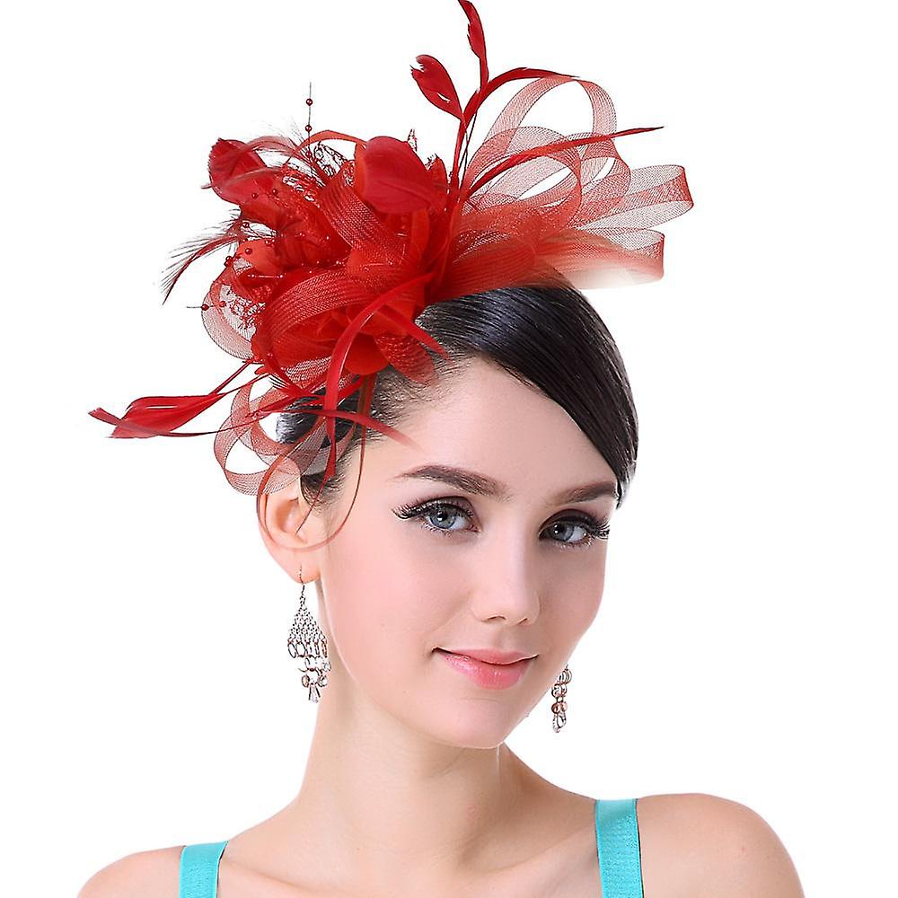 Women Ladies Fascinator Headband with a Clip，Reversible Feather Kentucky Derby Cocktail Tea Party Ha