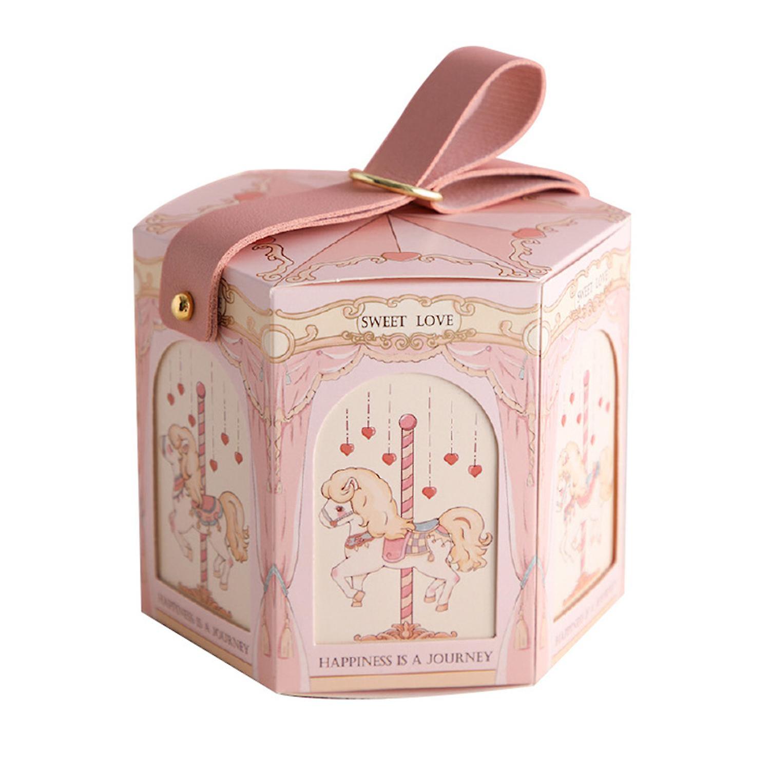 Candy Box Portable Cartoon Print Carousel Pattern Dispense Candy Paper Jam Lovely Gift Bag Candy Box