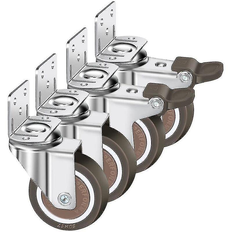 Set Of 4 50mm Swivel Casters, 100kg Furniture Casters, L Type Furniture Wheel With Brake 360 Rotatio