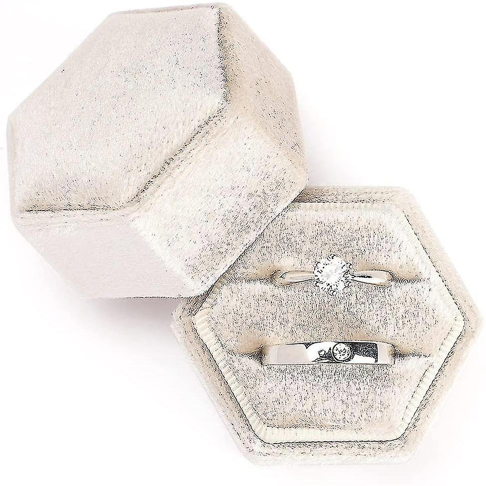 New Hexagonal Velvet Flannel Ring Box Jewellery Box With Removable Lid For Proposal And Engagement C