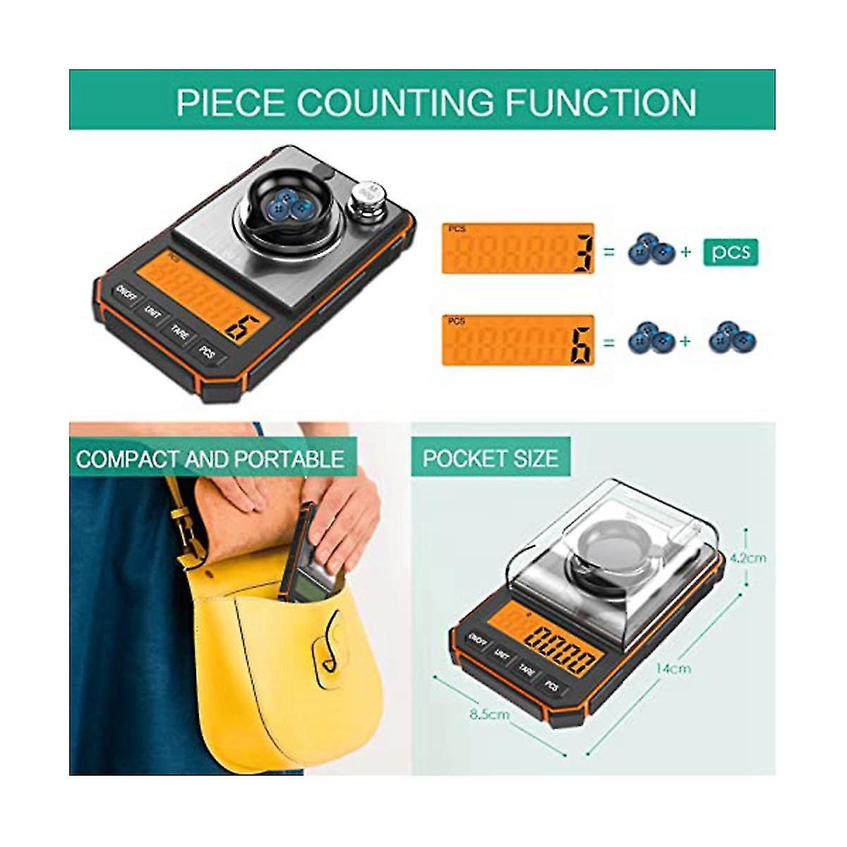 Digital Pocket Scale,50g/0.001g Precision Milligram Scale With LCD