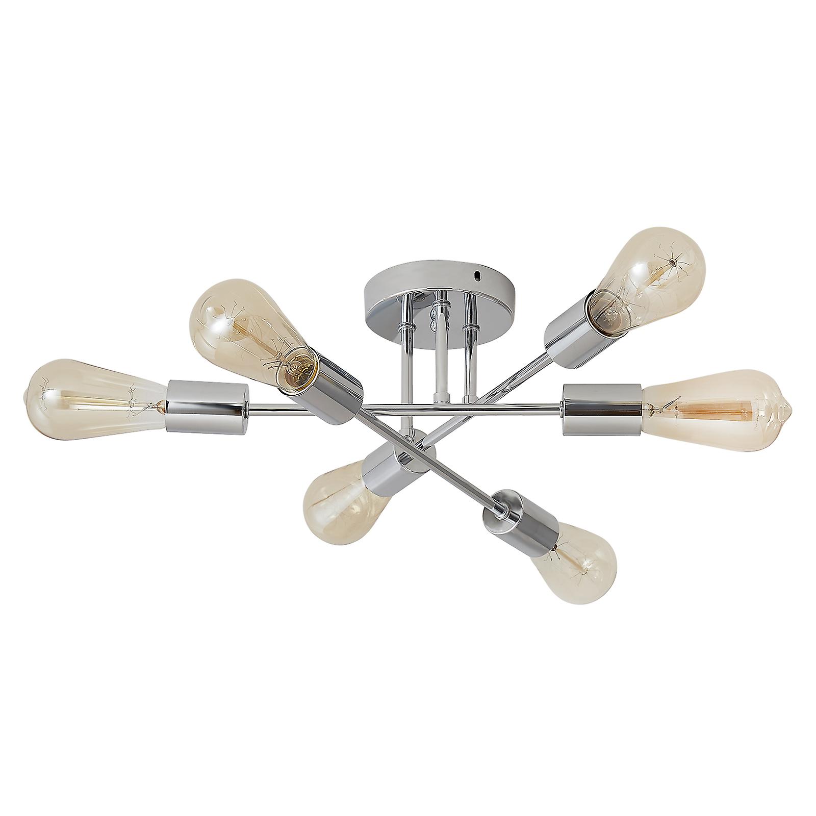 6 Lights Semi Flush Mount Ceiling Lamp Retro Close To Ceiling Light