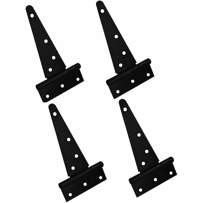 4pcs Black Painted Round Corner Hinges T-Hinge T-Hinge for Furniture, Doors and Windows