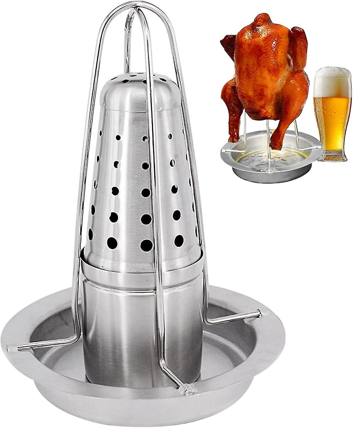 Bierkannen-Hühnchen-Bräter-Ständer-Edelstahl-Bierdosen-Hähnchenhalter für Grill-Smoker-Ofen