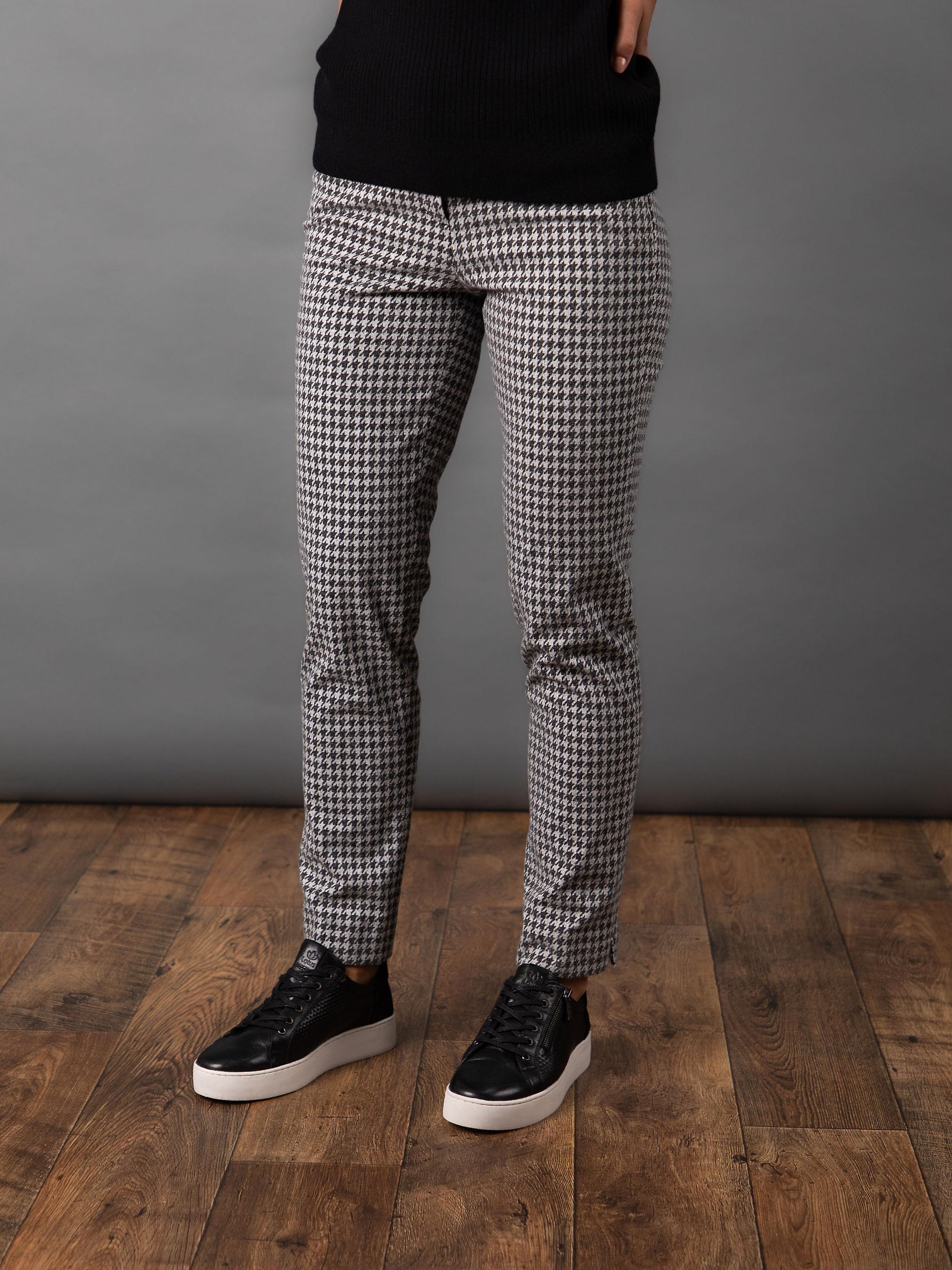 Robell Mimi Houndstooth Trousers in Grey