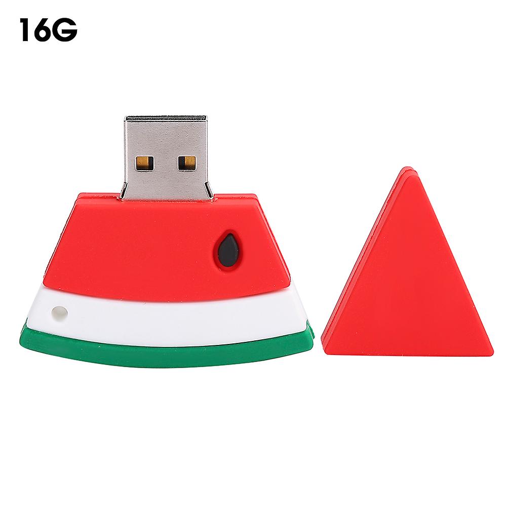 Cartoon U disk PVC small USB watermelon pattern flash drive, cute memory stick 16G