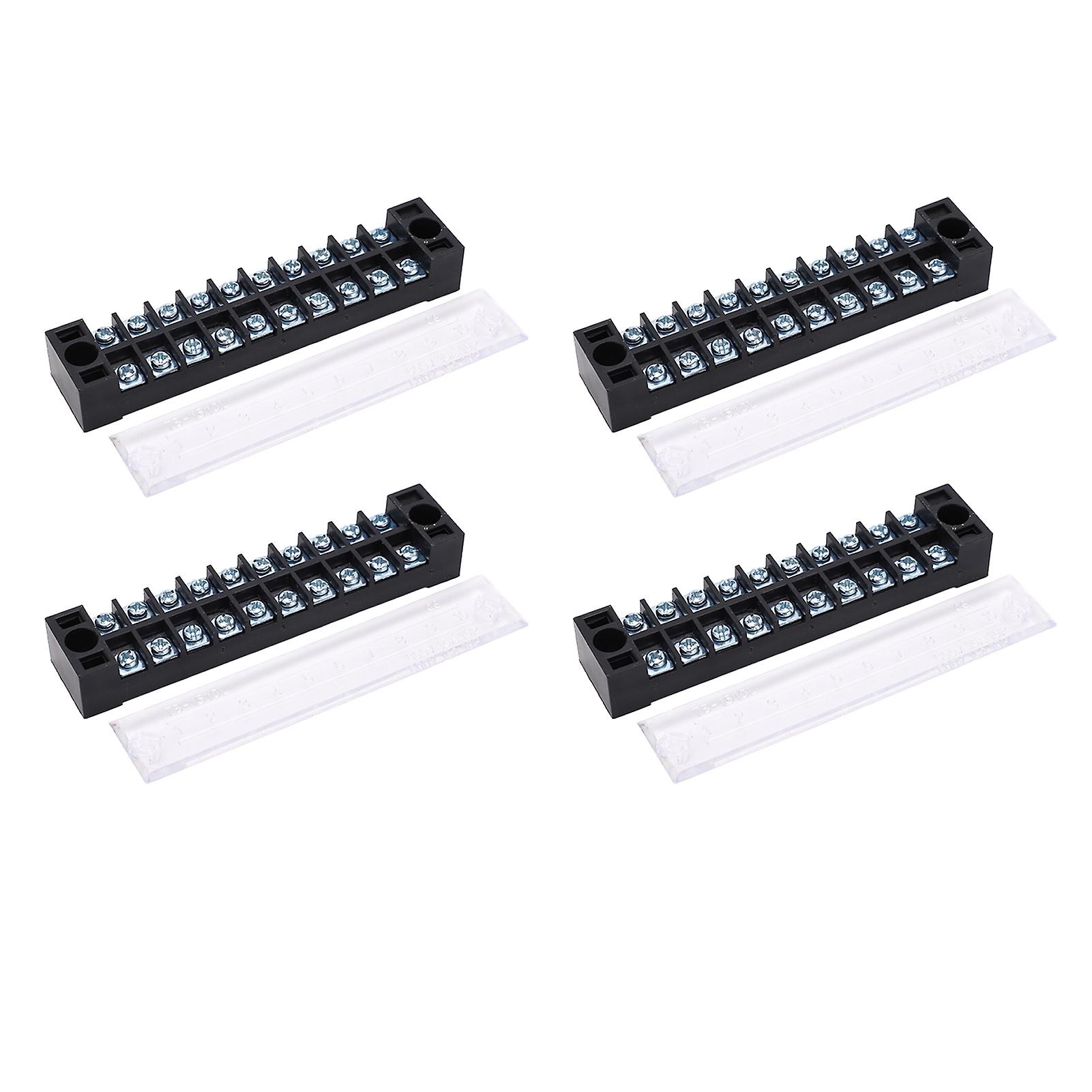 Dual Row Terminal Block with Clear Cover: 15A 600V Screw Terminal Strip for Efficient Wiring