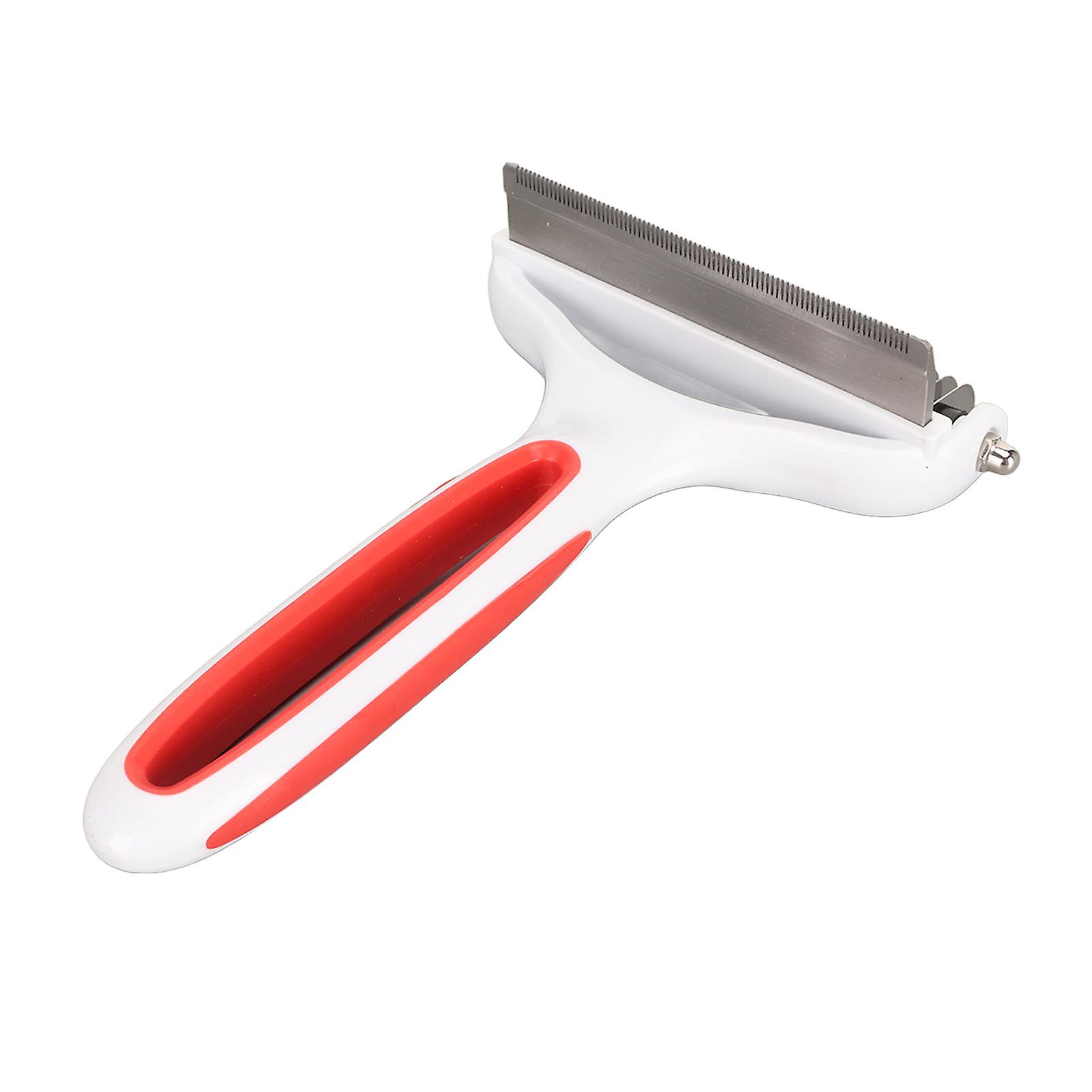 Pet Deshedding Brush 2 in 1 Deshedding Tool and Dematting Undercoat Rake Comb Removing Knots Pet Brush for Cats Dogs L Red