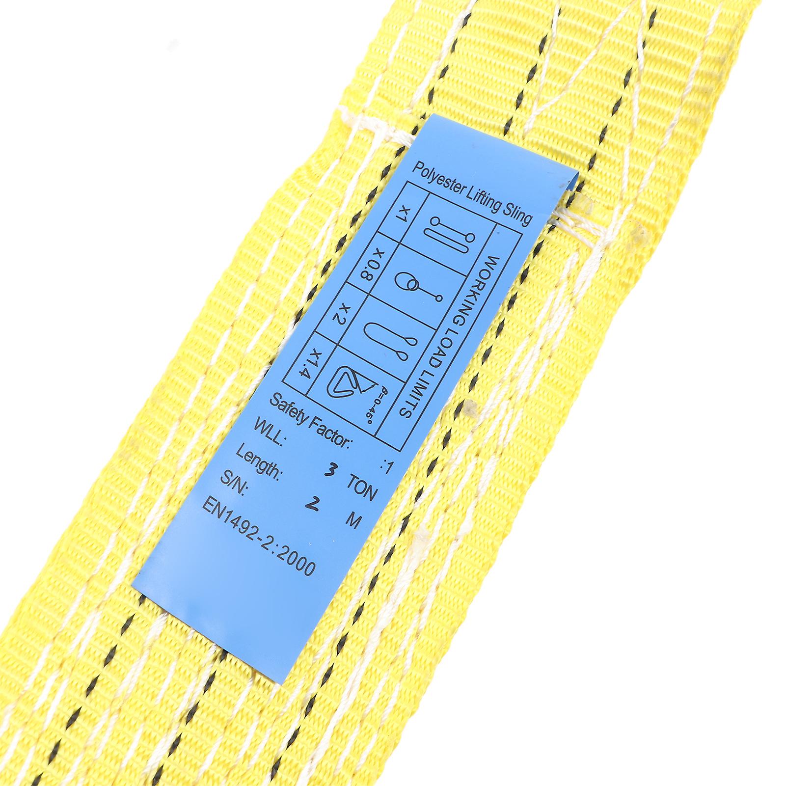 3T Flat Lifting Rope with Double Loop, Polyester Lifting Strap for Industrial Crane, 2 Meters