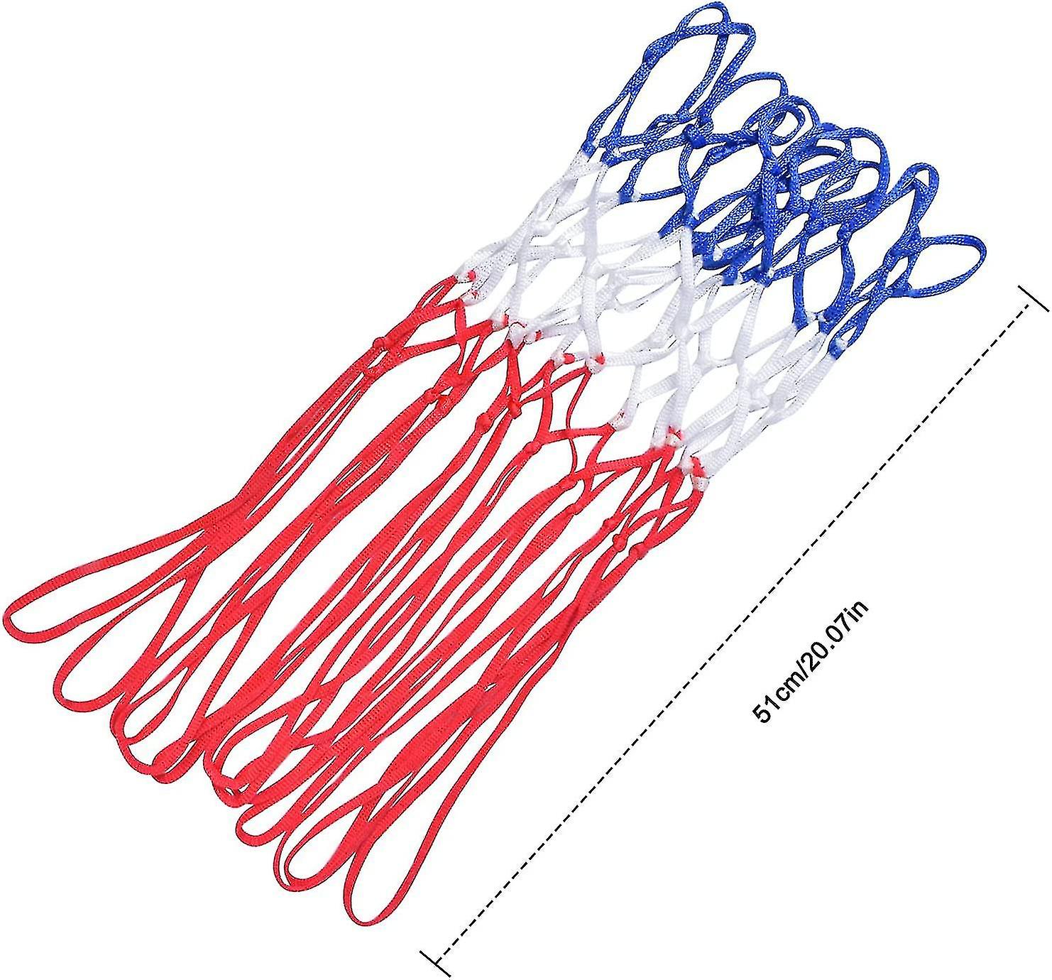 2pcs Basketball Replacement Net, Standard Heavy Duty Basketball Net, Rouge & Blanc & Bleu