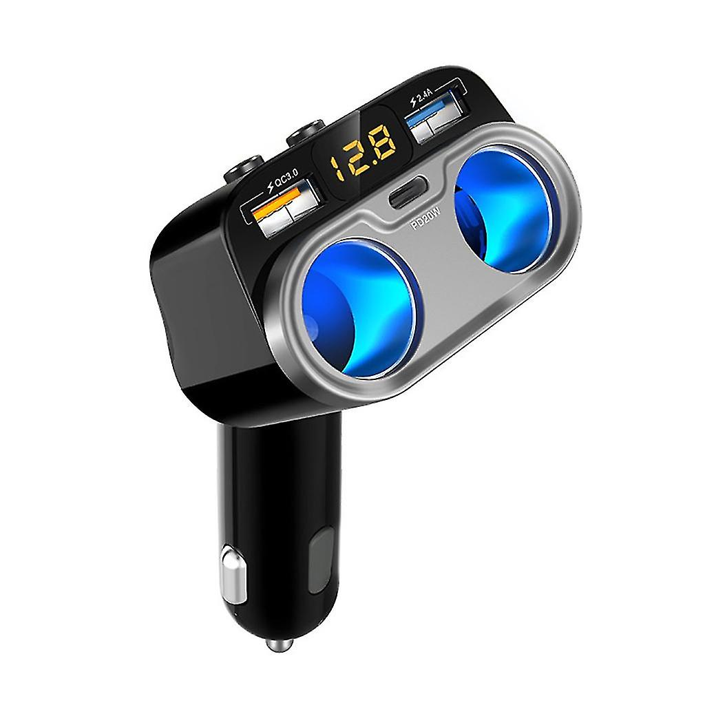2-socket Cigarette Lighter Splitter 12/24v Dual Usb Port With Independantswitch
