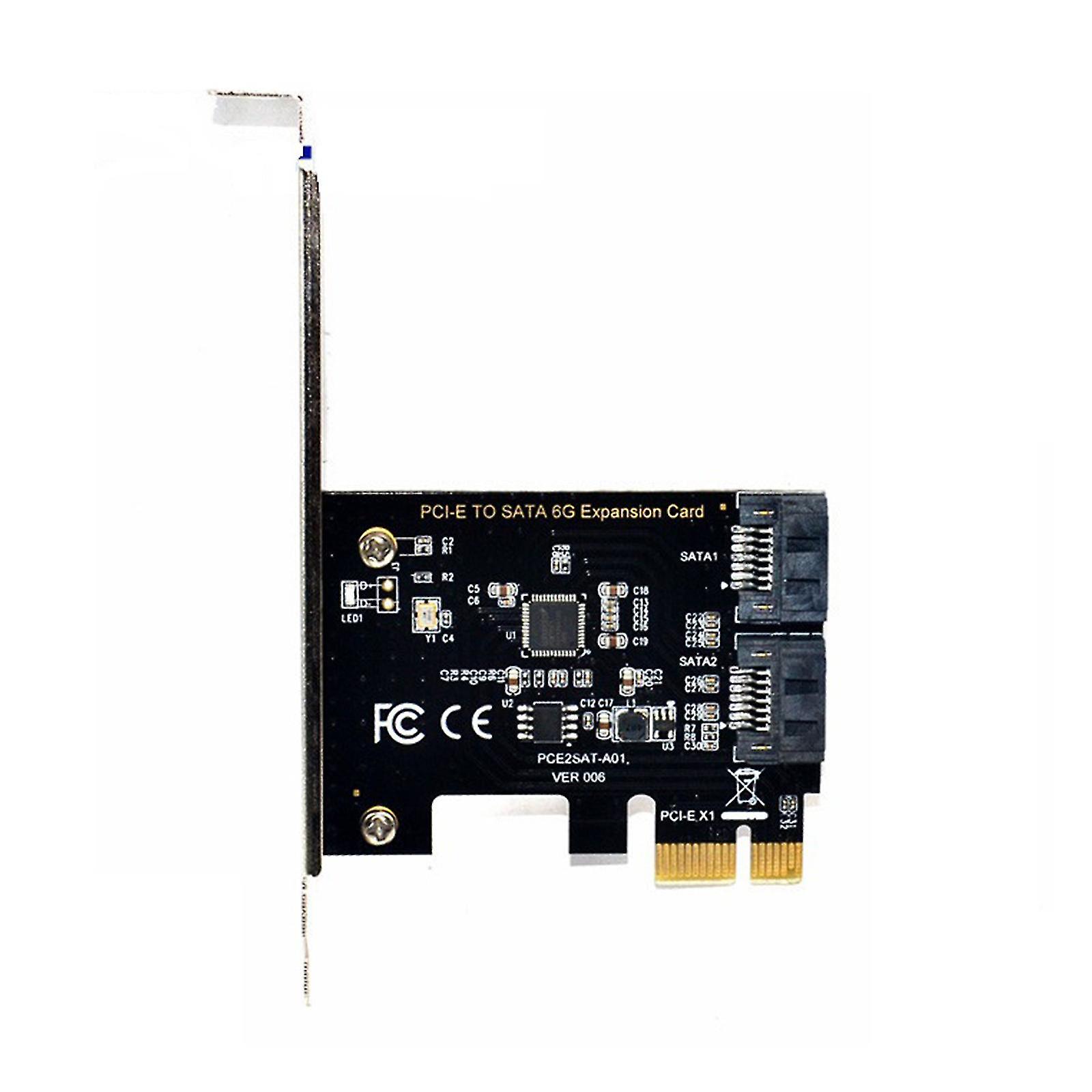 2 Port 6gbps Pcie To Sata3.0 Expansion Card For Sata Pci-e Hdd Win7/8/10 Linux