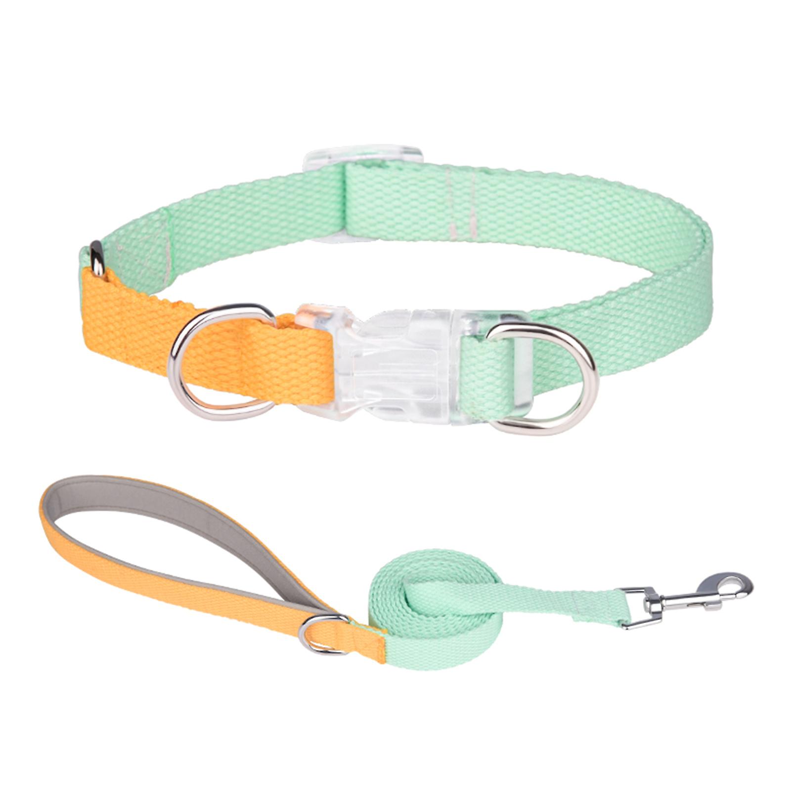 Dog Collar + Leash Set, Adjustable Classic Color Matching Collar Matching Leash