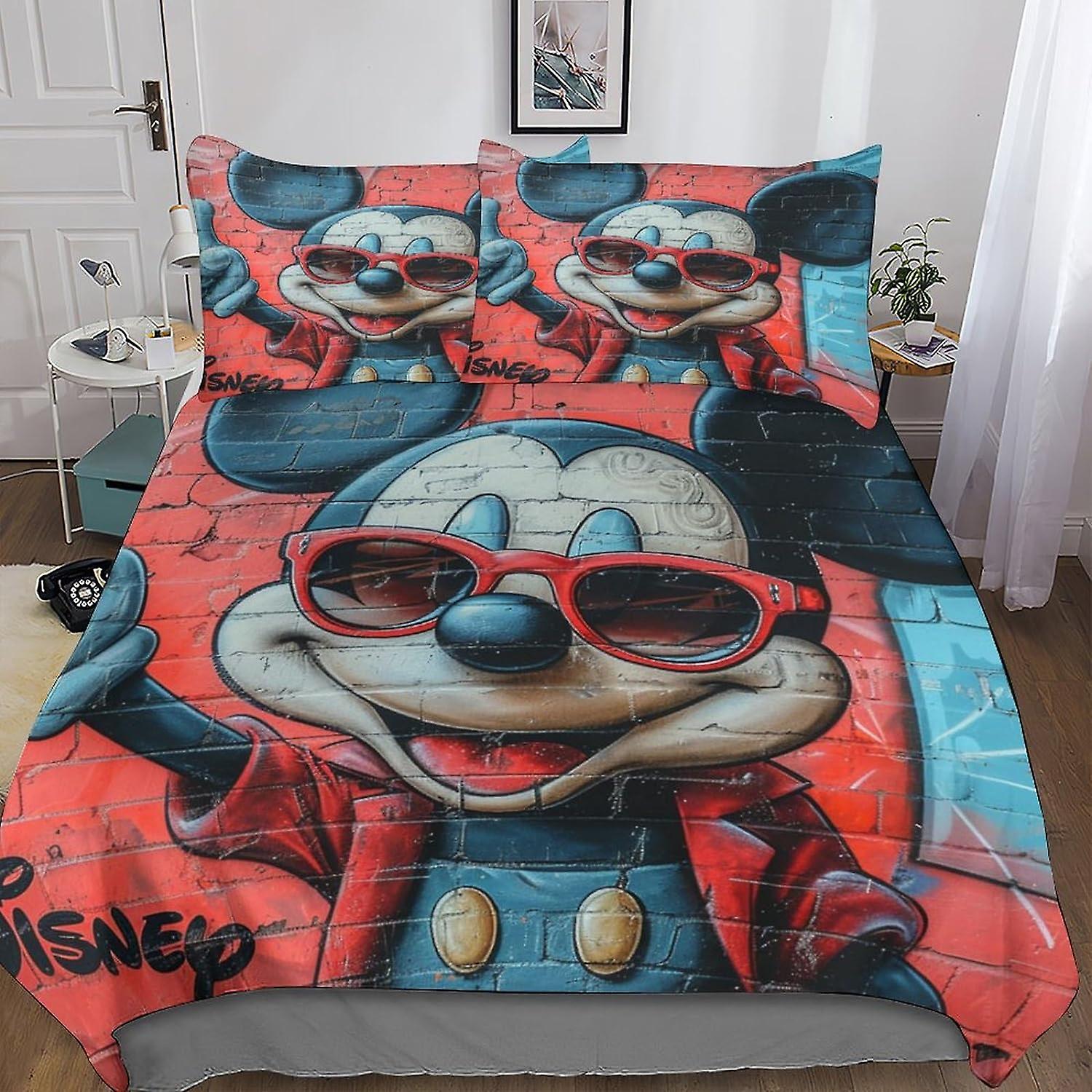 DSJackson Mickey Mouse Cozy Comforter Cover Set with Hidden Zipper Closure - Microfiber Cartoon Bedding Set with 3D Print And Pillowcases - Great for 