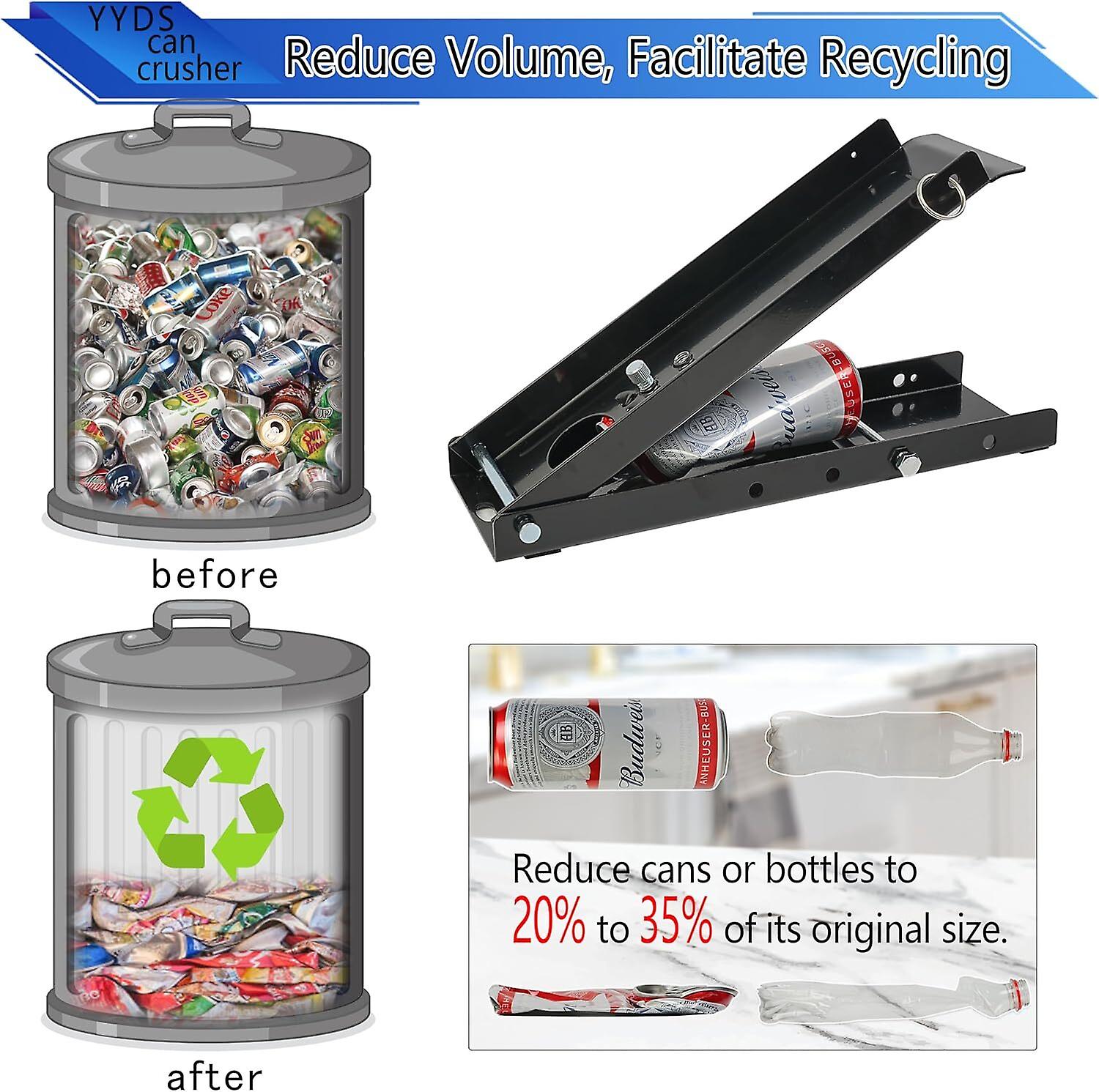 16oz Floor Foot Can Crushers for Recycling Heavy Duty Can Smasher Easy to Use for Plastic Bottles, Soda, Beer Cans Black