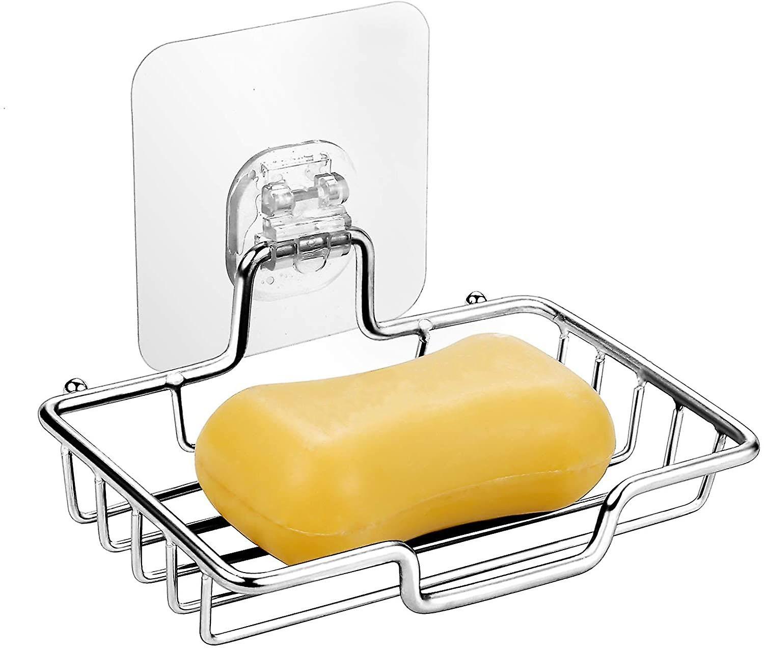 Soap Dish, Shower Soap Bar and Sponge Holder, Traceless Adhesive Tape