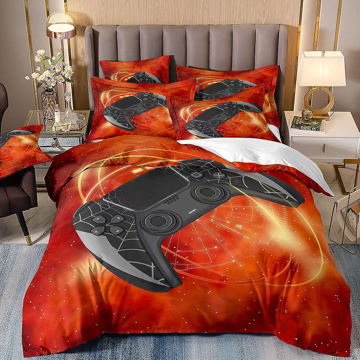 3 Piece Bed in A Bag 3D Video Game Bedding -Full Gamer Comforter Set ,All Season Down Alternative Gamer Bedding Sets - (Blue Game Controller)