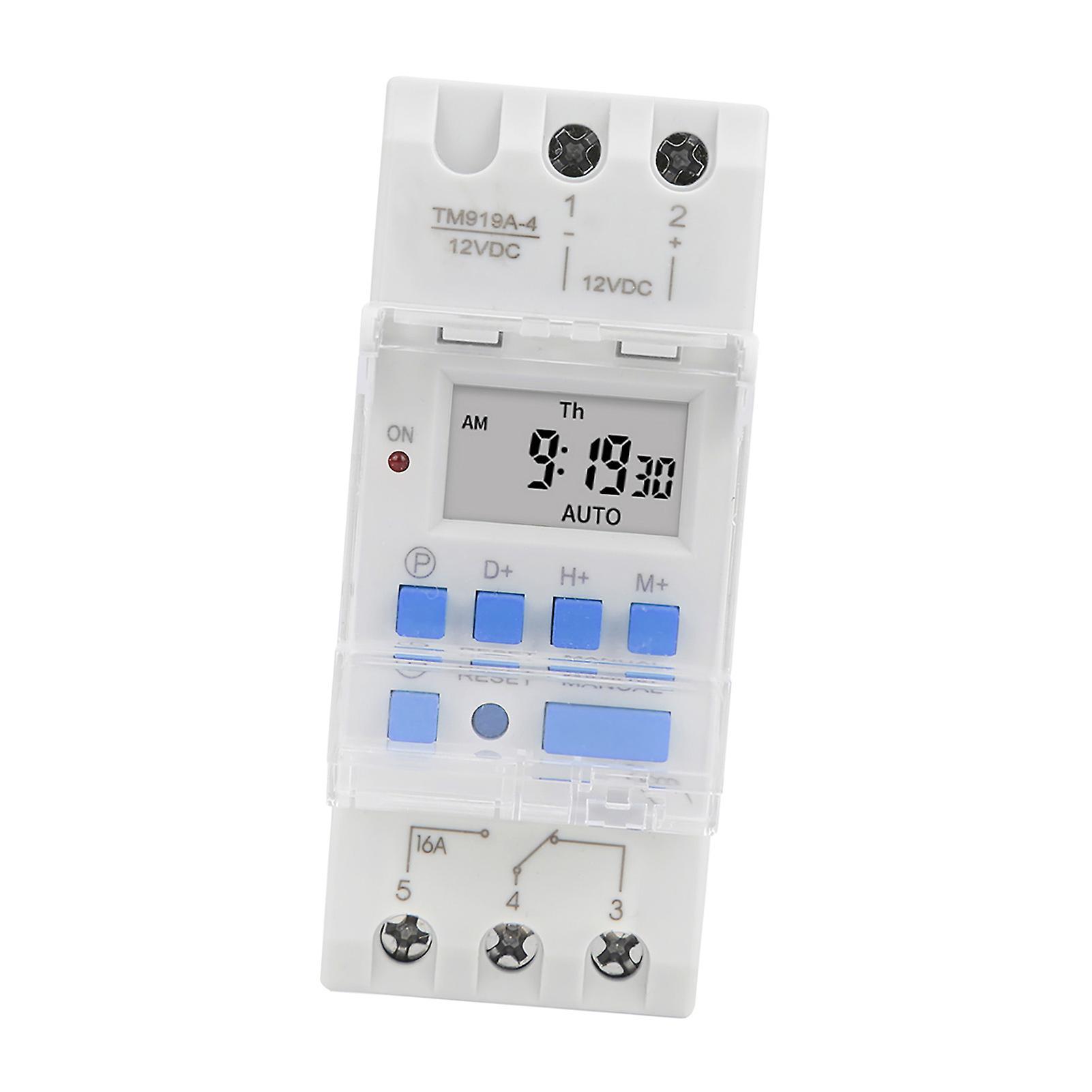 Weekly Timer Switch 12V DC 16A LCD Display with Countdown Function Removable Battery