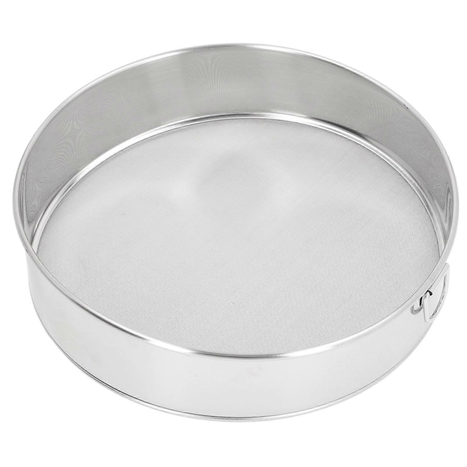 Round Sifter 80 Mesh Large Size Silver Titanium Plated Filter Anti Stick Coated Stainless Steel Flour Sieve for Powdered Sugar Cocoa Powder
