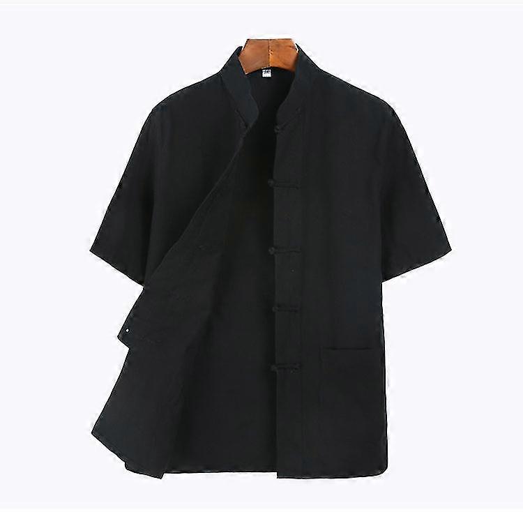 القطن تانغ بدلة أعلى الرجال الصيف الكونغ فو تاي تشي قميص موحد بلوزة قصيرة الأكمام الملابس الصينية التقليدية