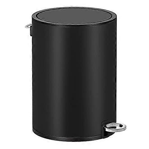 Compact Black Bathroom Container with Soft-Closing Lid and Foot Pedal