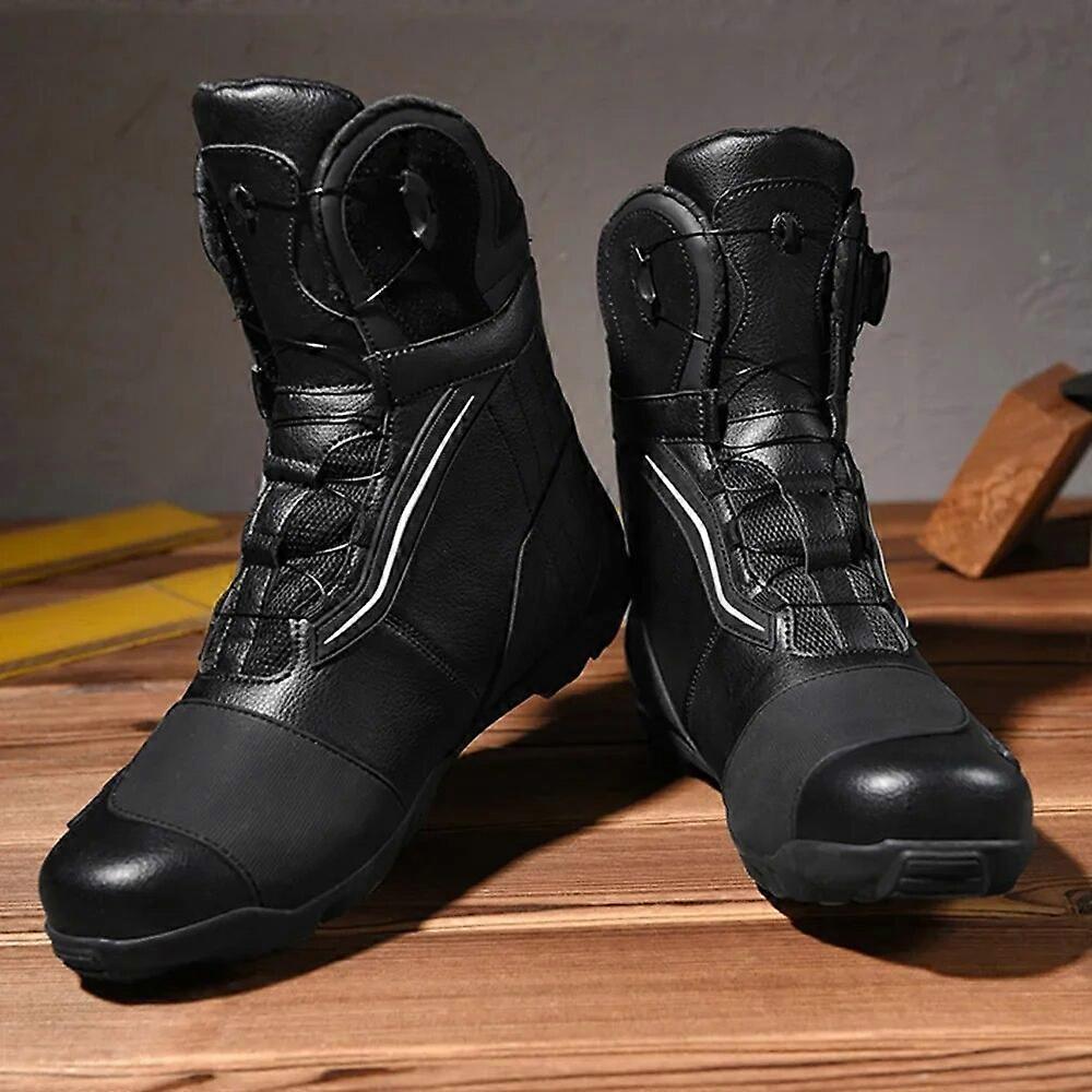 Bottes Moto Homme En Cuir - Imperméables, Semelle Antidérapante, Certifiées CE - Pour Route, Sport, Conduite - 10
