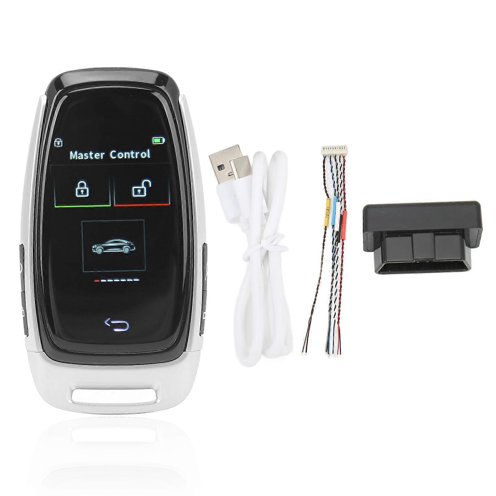 Car Smart LCD Key Touch Screen Bluetooth 5.0 Connection Keyless Entry Smooth Touch for One Button Start Models Silver