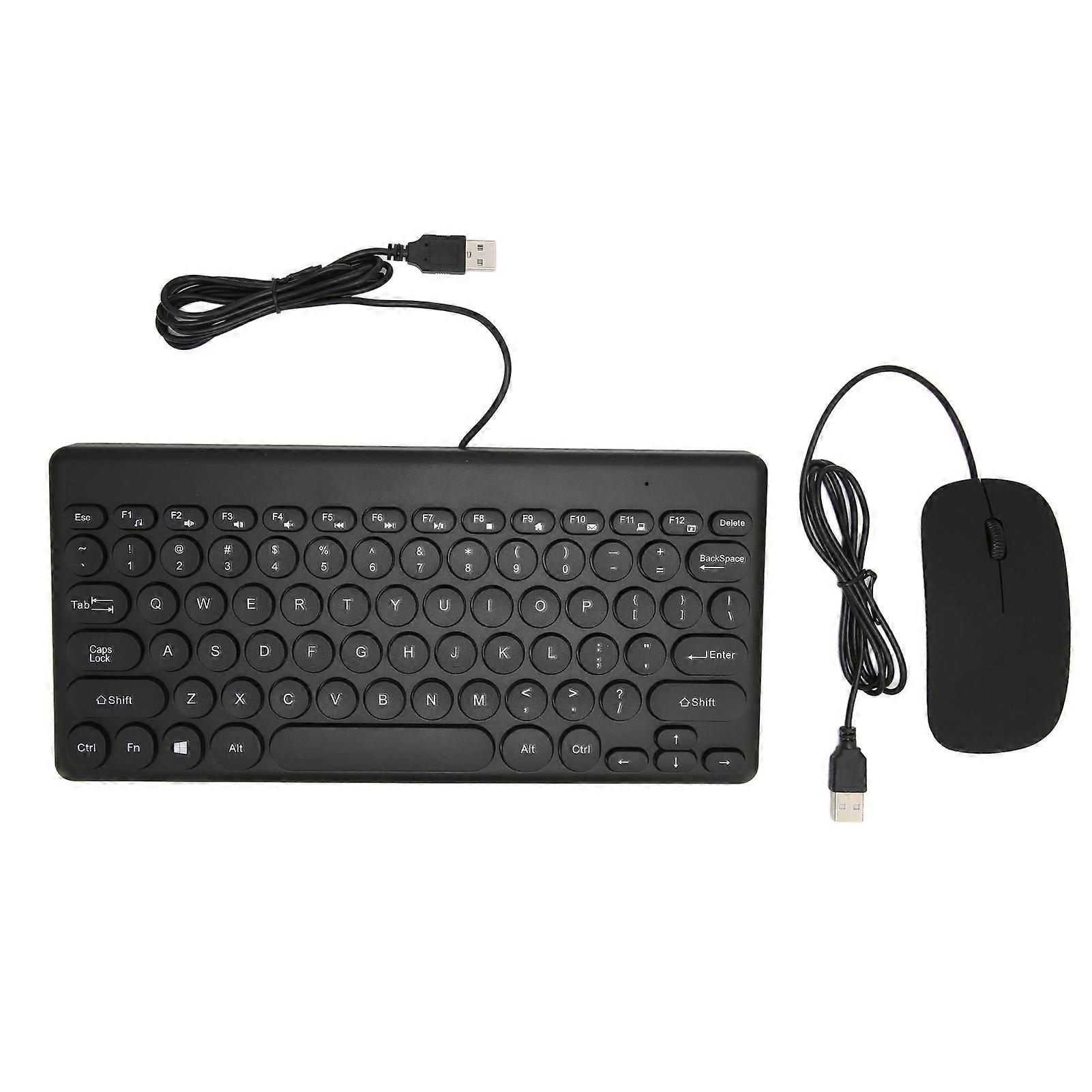 Keyboard Mouse Combo Comfortable Ergonomics Power Saving 78 Keys Round Keycap 4 Mouse Buttons Wired Computer SuppliesBlack