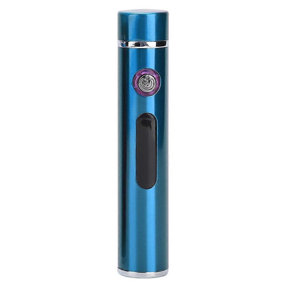 Mini Portable USB Electric Arc LED Lighter Windproof Cigarette Lighter With Power DisplayBlue Brushed