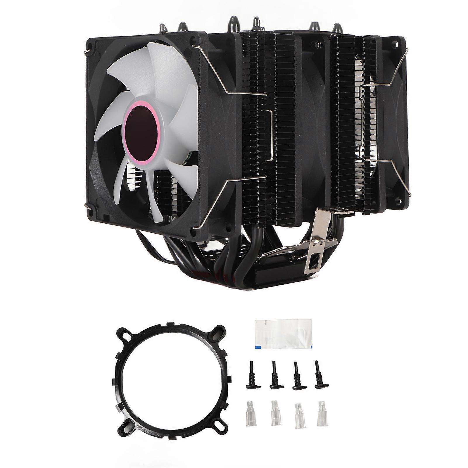 9CM CPU Cooler Dual Tower 6 Copper Heat Pipes 3 Wire 3 Fan Colorful Light Computer CPU Cooling Fans for Intel for AMD