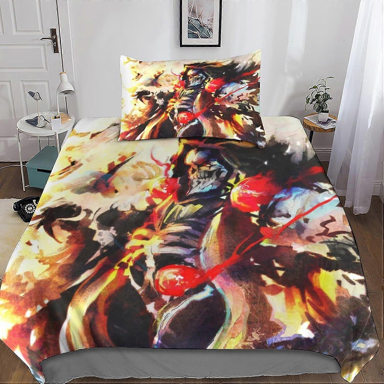 Overlord D Print Pattern Overlord Sängkläder Set Påslakan med örngott Microfiber sängkläder, sängkläder för vuxna och barn singel 135 * 200 CM