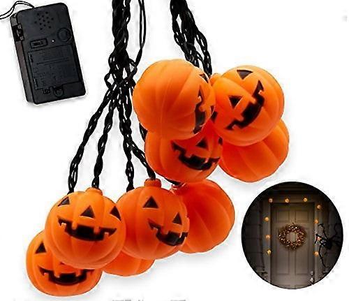 Halloween Pumpkin String Lights, 10 Big 3 Inch Battery Powered jack o lantern Pumpkin Blinking Lights with Motion Sensor and Halloween Music, Hallowee