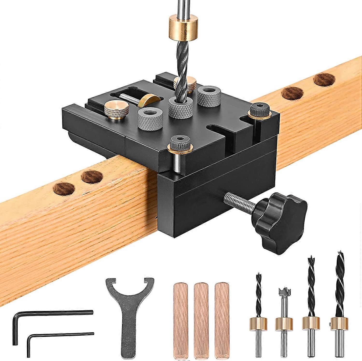 Oblique Drilling Jig, 6/8/10/15Mm Adjustable Drilling Guide With Positioning Clip, 3 In 1 Aluminum 6061 Drilling Guide Oblique Drilling Jig Oblique Dr