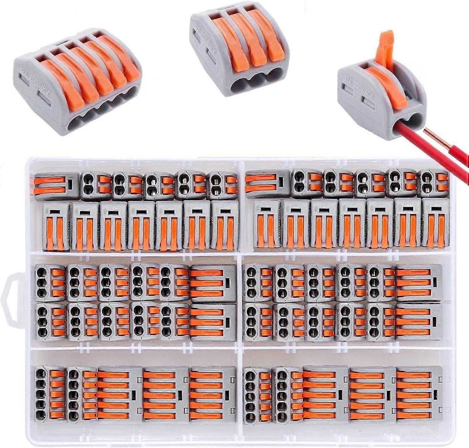 Automatic Quick Connect Terminals, Electrical Wire Connectors With Lever, 20Pcs 2 Inputs, 30Pcs 3 Inputs, 10Pcs 5 Inputs