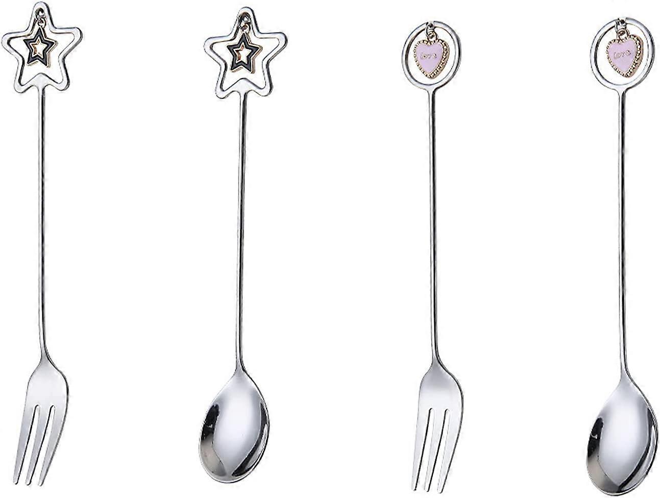4 pcs Sakura spoonful fruit fork tableware, gold mini cake spoon,watermelon spoons