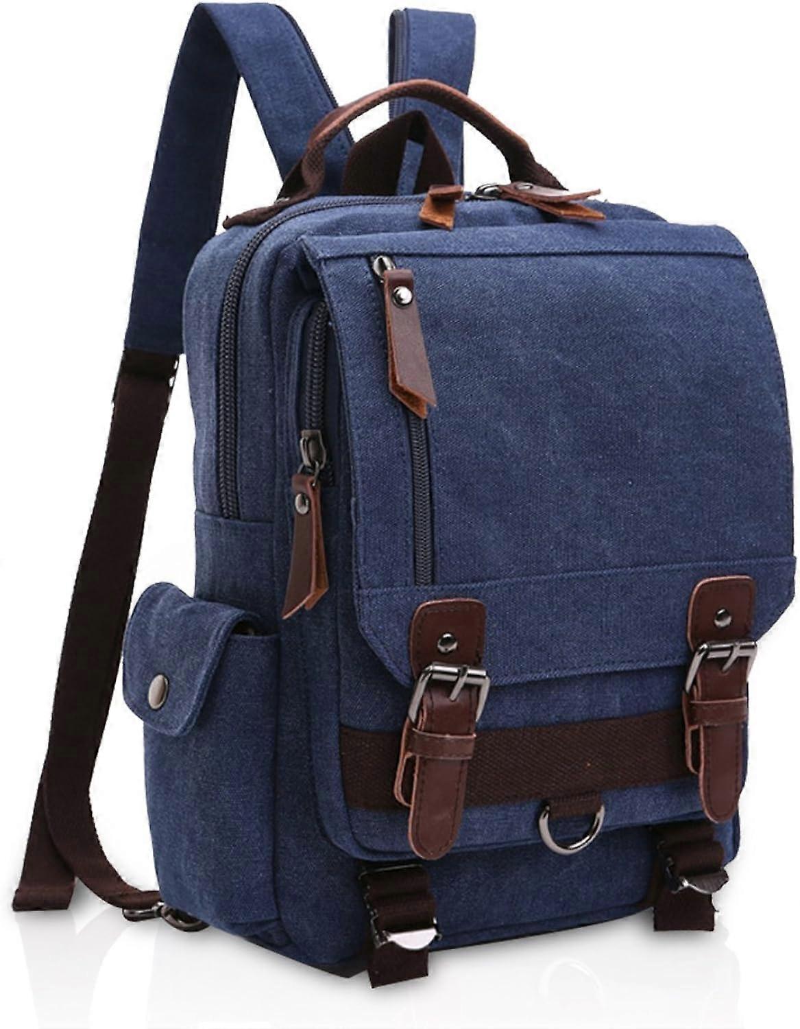 Breathable Canvas Backpack for Men,Dark Blue B