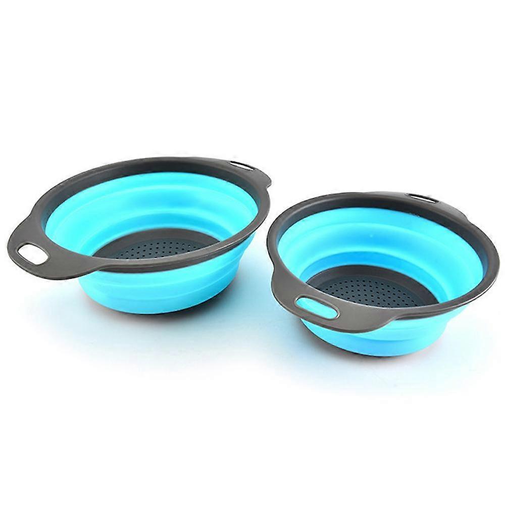 Basket Collapsible Colander Set Of 2 Round Silicone Kitchen Strainer Set - 1 Large 1 Small