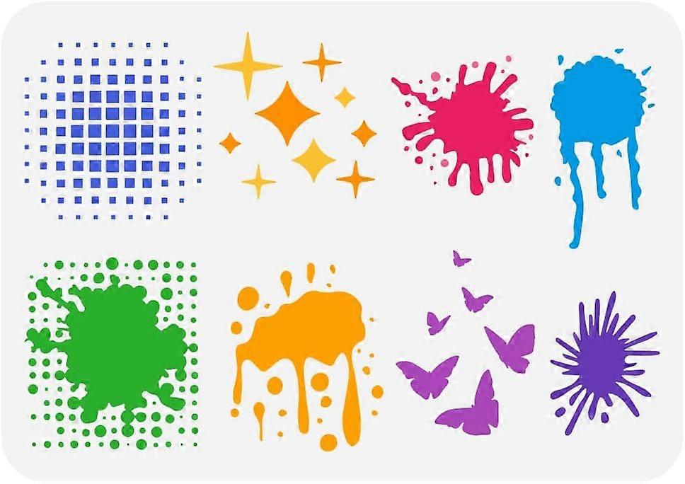 Graffiti Motifs Painting Stencil 8.3x11.7inch Spray Painted Texture Patterns Stencil Reusable Graffiti Theme Craft Stencil for Painting on Wall Wood F