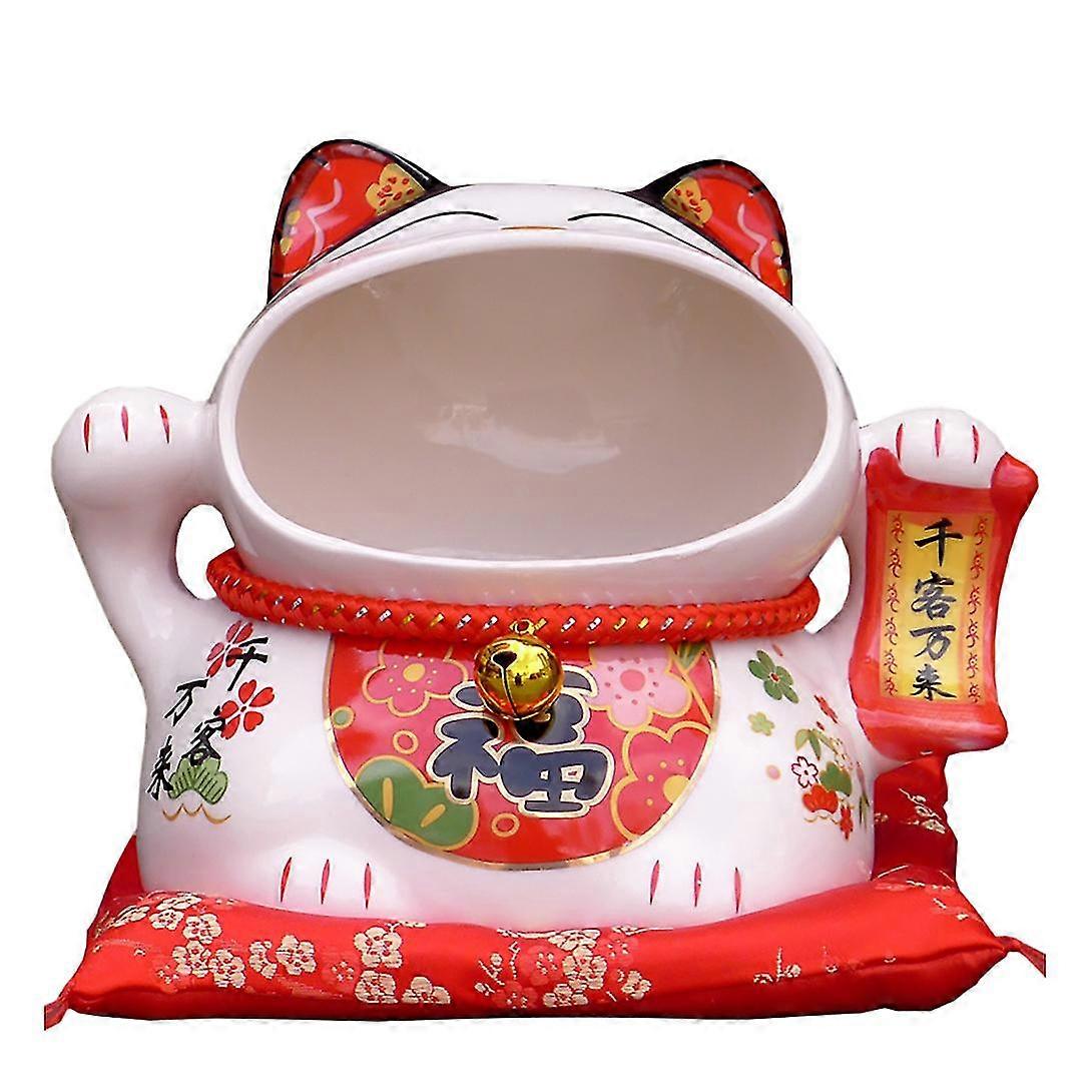 Fortune Cat Storage Piggy Bank For Attract Wealth With Arm Ceramic