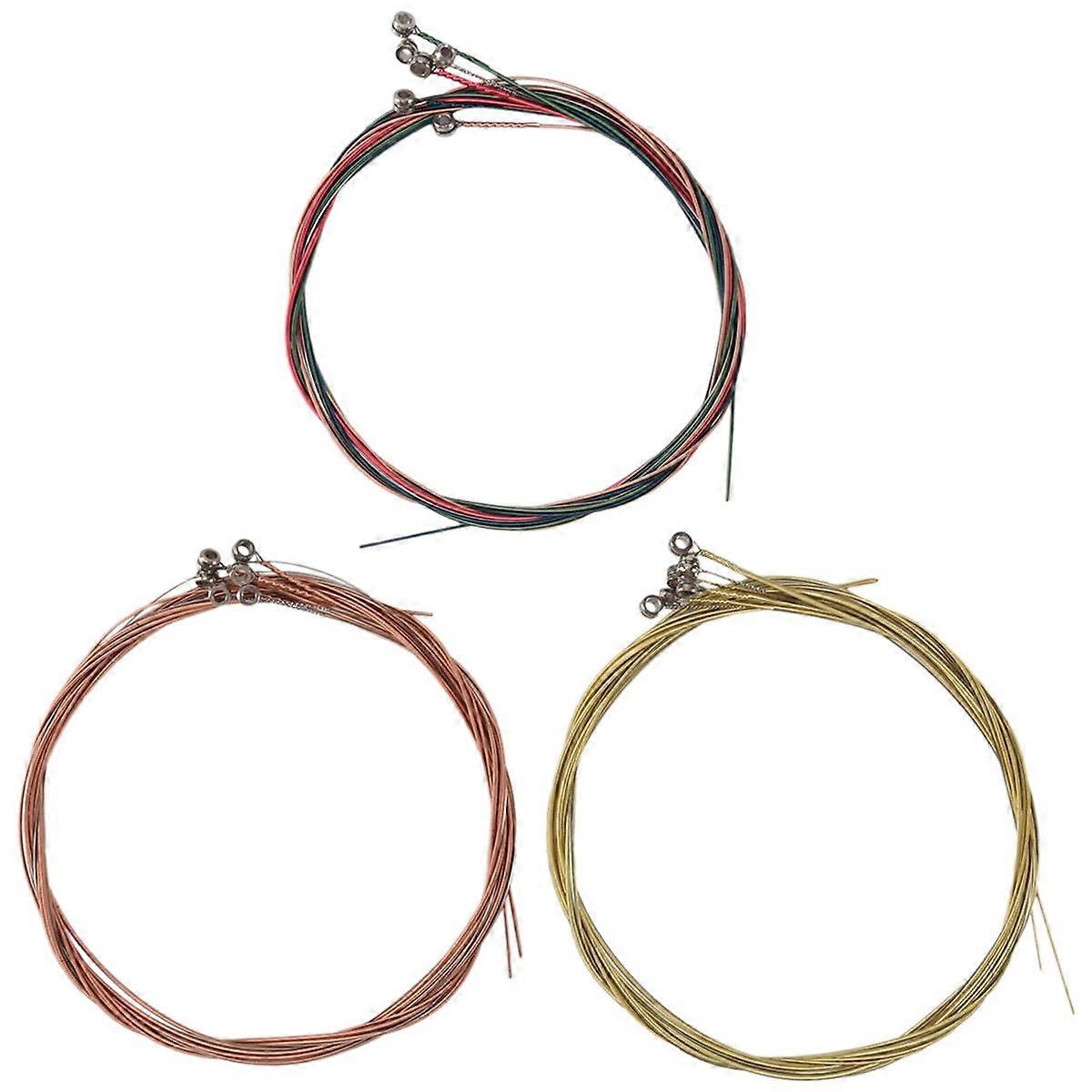 3 Sets Guitar Strings Replacement Steel String for Acoustic Guitar (1 Brass Set, 1 Copper Set and 1