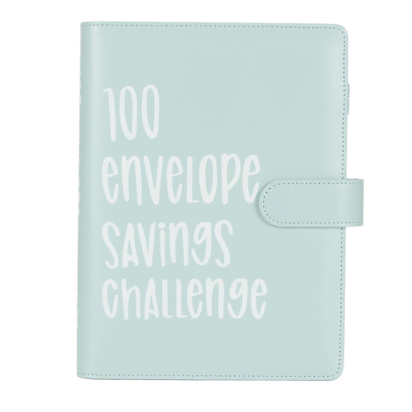 100 Envelopes Challenge Binder Waterproof A5 Money Saving Budget Binder with Cash Envelopes Blue