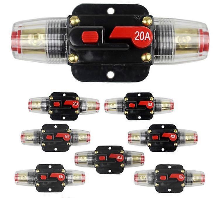 Auto Circuit Breaker Reset Fuse Inverter Fuse Holder Inline Fuse Block 20-100 Amp